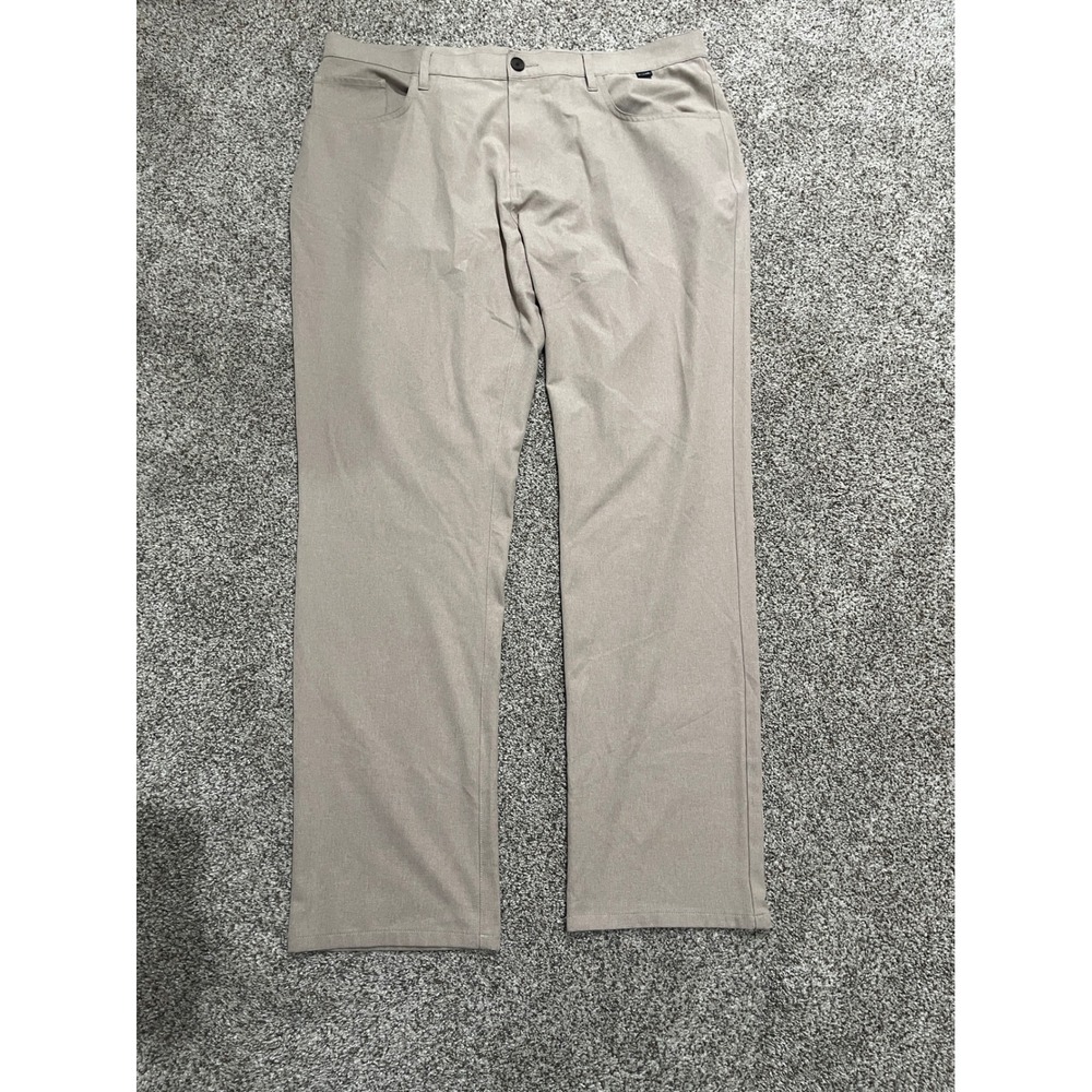 TravisMathew Mens Golf Pants Tan Khaki Stretch Performance Trousers Size 38